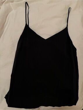 100% Silk Black Spaghetti Strap V-Neck Camisole Like New